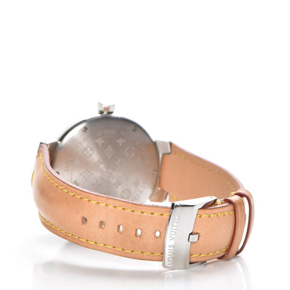 Louis Vuitton Stainless Steel Vachetta 39mm Tambour Quartz Watch Champagne 3 of 9