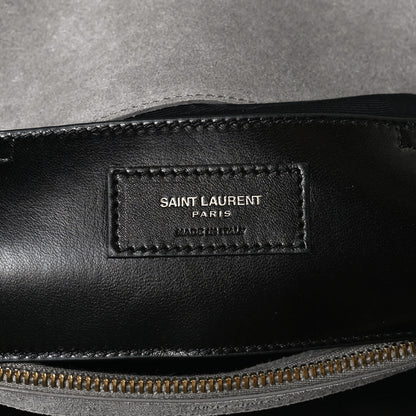 Saint Laurent Suede Mixed Matelasse Tri-Quilt Large Monogram Envelope Satchel Grey 8 of 13
