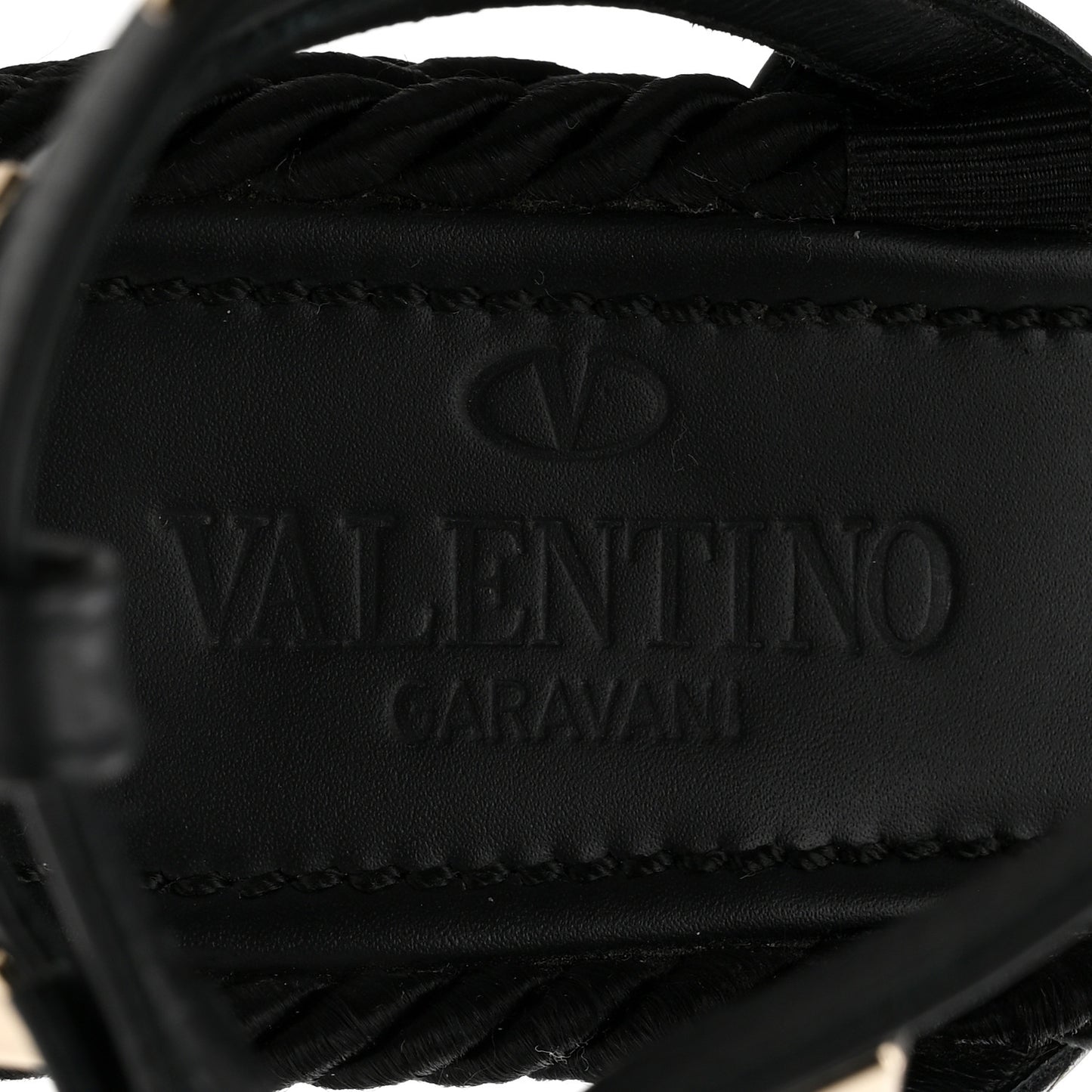 Calfskin Rockstud Ankle Strap Torchon Espadrille Caged 25/95mm Wedge Sandals 37 Black