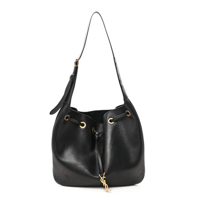 Saint Laurent Smooth Calfskin Paris VII Large Flat Hobo Black 1 of 11