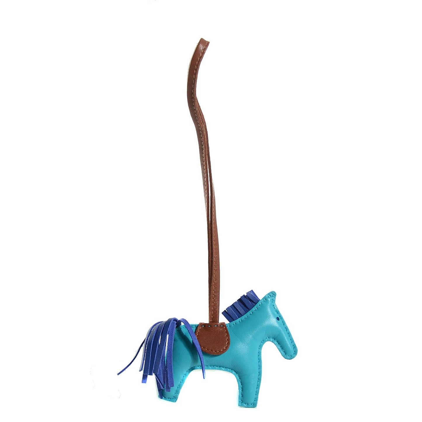 Milo Lambskin Grigri Rodeo Horse Bag Charm PM Bleu Azteque Bleu Electrique Fauve