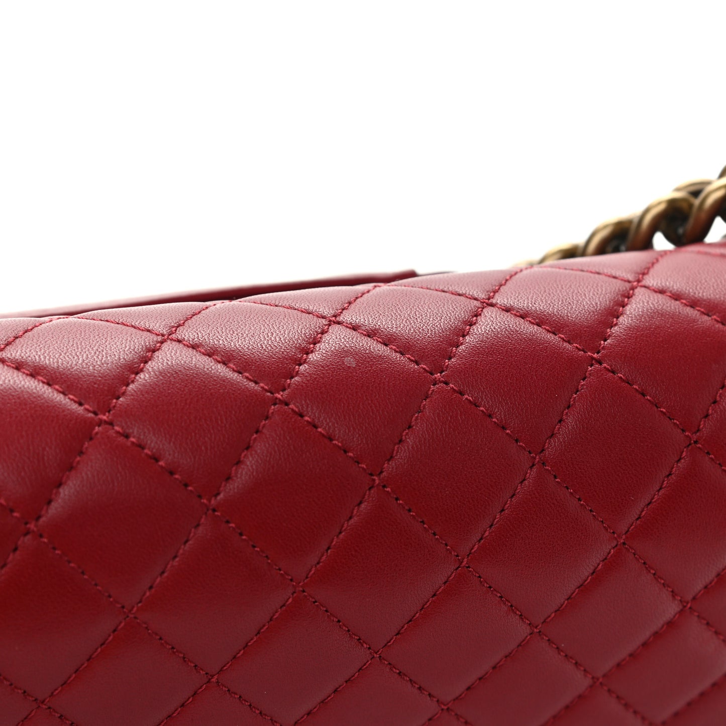Lambskin Quilted Medium Boy Flap Dark Red