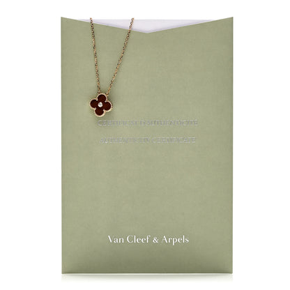 Van Cleef & Arpels 18K Rose Gold Diamond Bulls Eye Vintage Alhambra Pendant Necklace 6 of 6