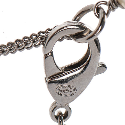 Chanel Pearl Crystal Baguette CC Short Necklace Silver 6 of 6