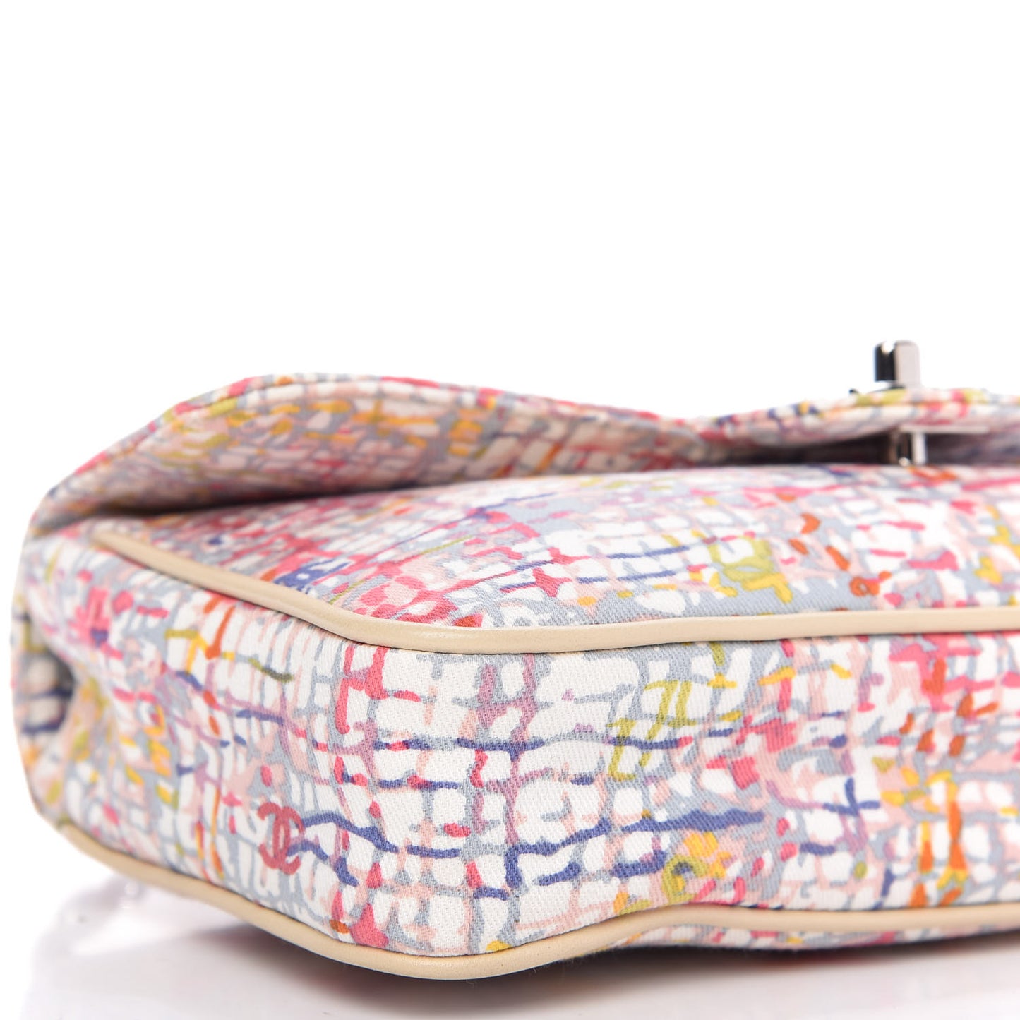 Canvas Watercolor Tweed Print Clover Small Flap Multicolor