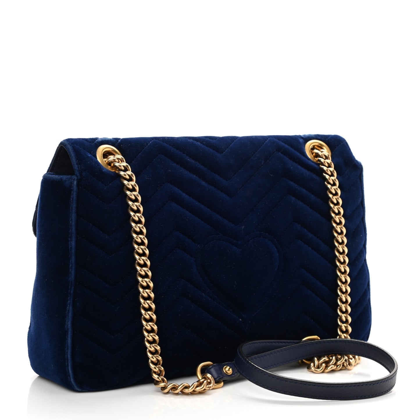 Velvet Matelasse Medium GG Marmont Shoulder Bag Cobalt Blue