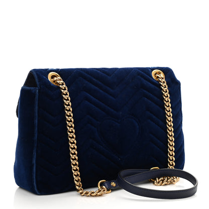 Gucci Velvet Matelasse Medium GG Marmont Shoulder Bag Cobalt Blue 3 of 8