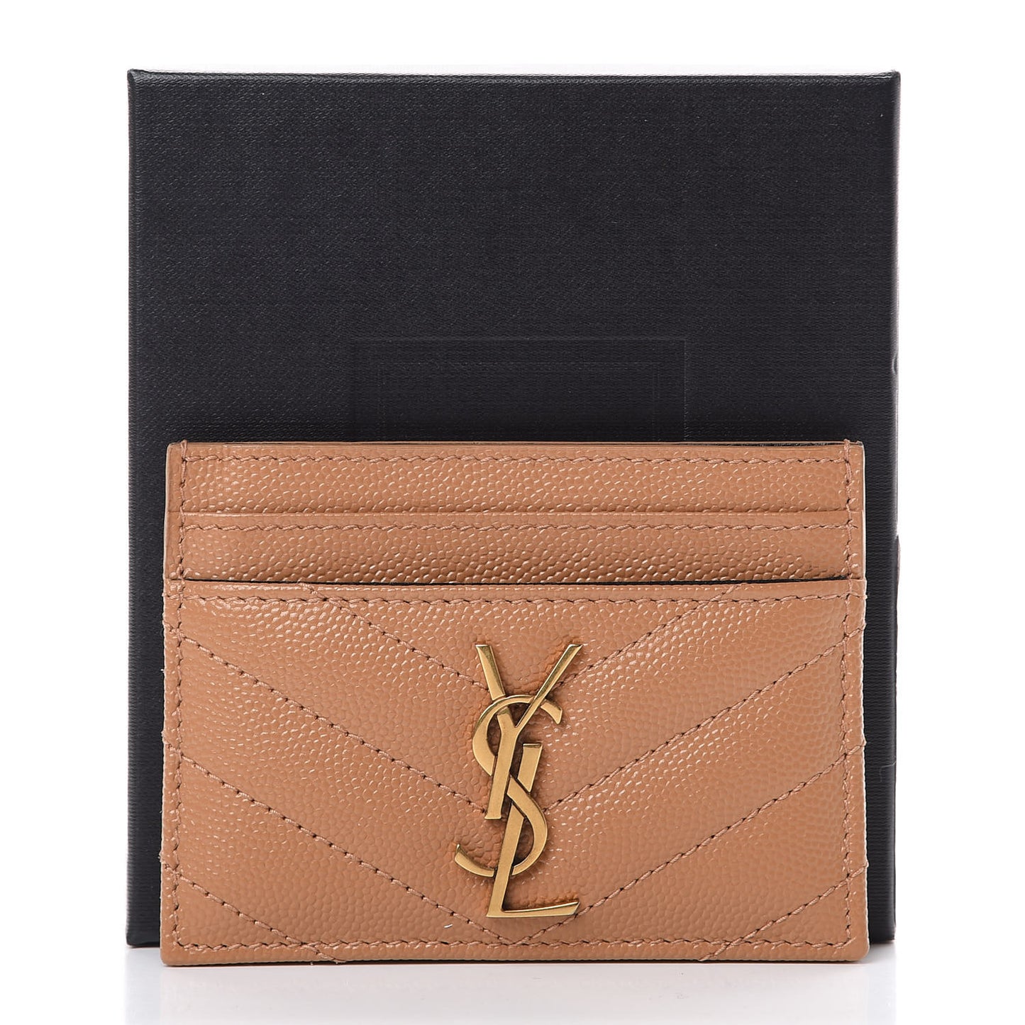 Grain De Poudre Matelasse Chevron Monogram Credit Card Case Dune