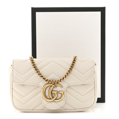 Gucci Calfskin Matelasse Super Mini GG Marmont Shoulder Bag White 11 of 11