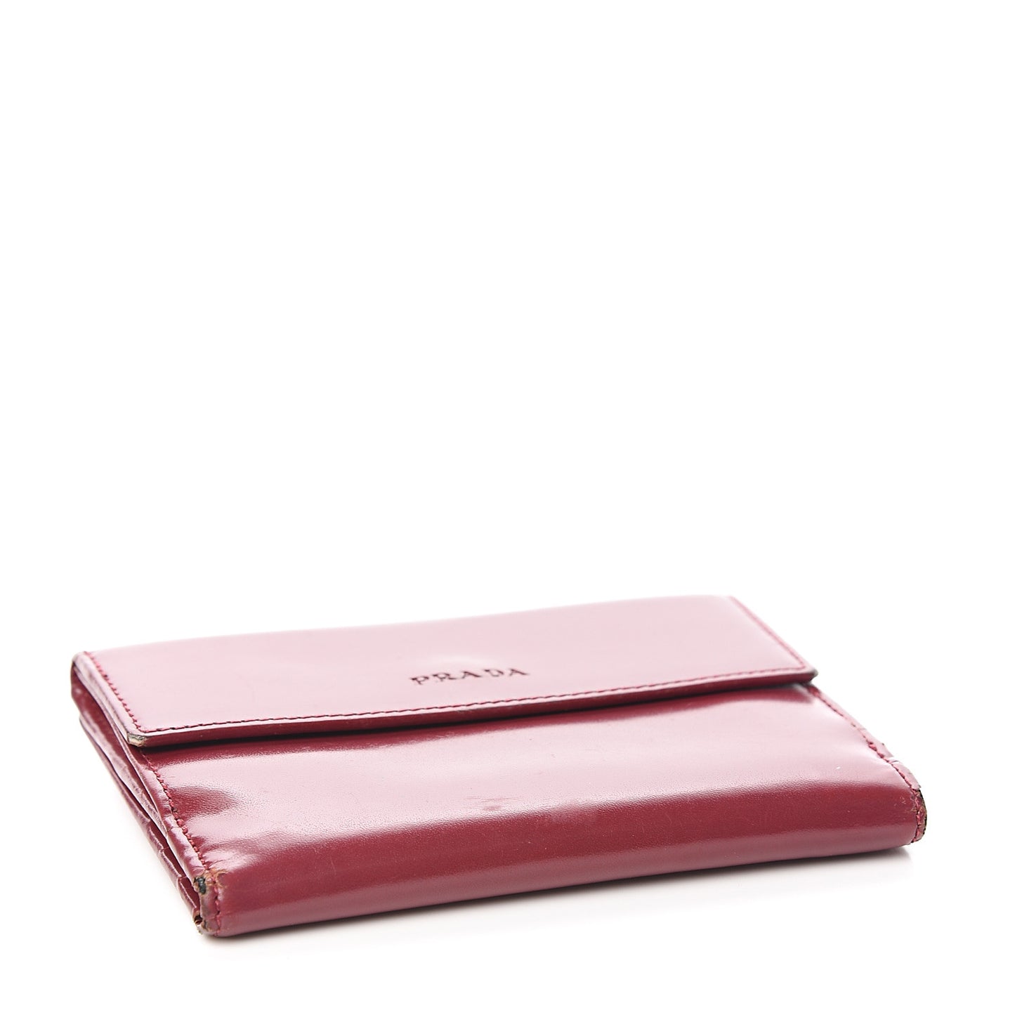 Vitello French Flap Compact Wallet Cherry