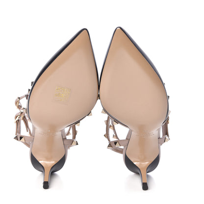 Valentino Garavani Calfskin Nappa Rockstud Ankle Strap 65mm Pumps 38 Black Poudre 5 of 9