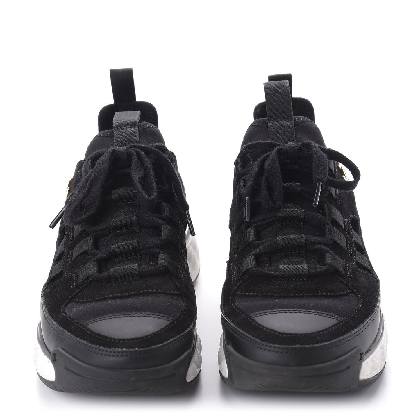 Velvet Calfskin Mixed Fibers CC Sneakers 36.5 Black