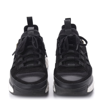 Chanel Velvet Calfskin Mixed Fibers CC Sneakers 36.5 Black 2 of 9