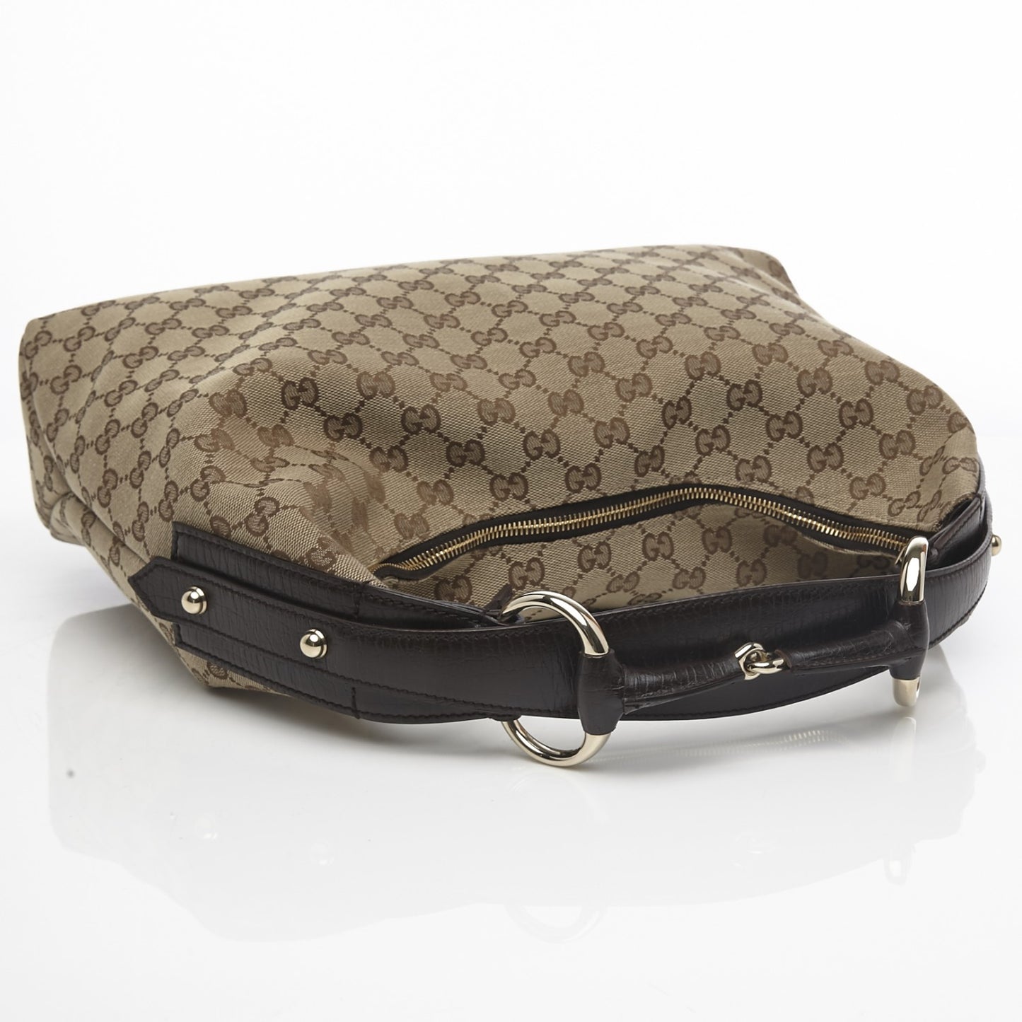 Monogram Medium Horsebit Chain Hobo Dark Brown