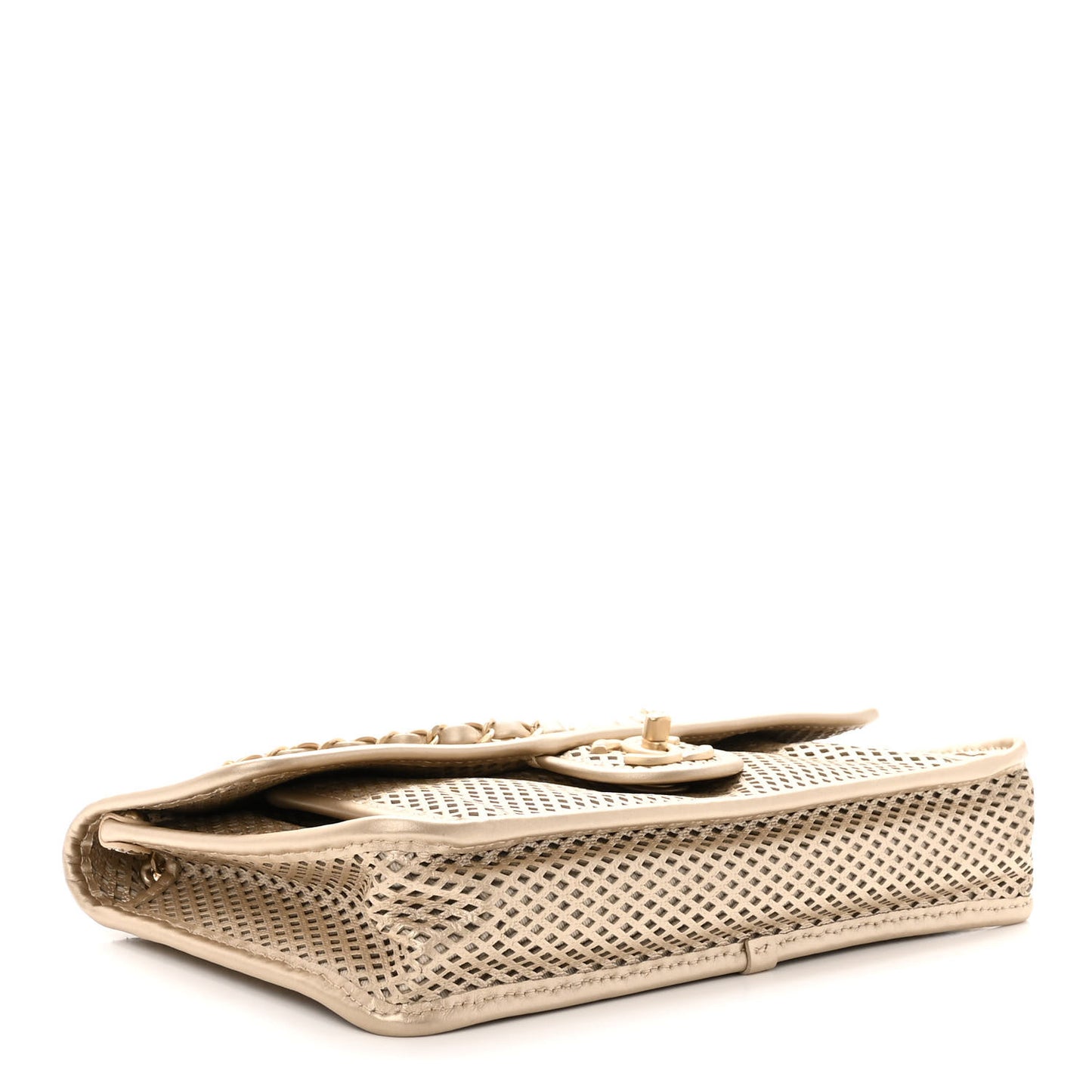 Metallic Perforated Calfskin Medium Up In The Air Flap Gold