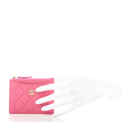 Chanel Caviar Quilted CC Zip Card Holder Pink 2 of 8