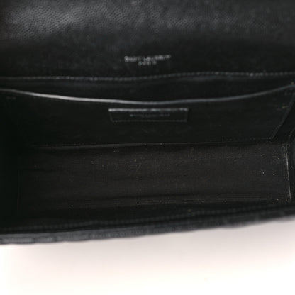 Saint Laurent Grain De Poudre Textured Mixed Matelasse Triquilt Medium Monogram Satchel Black 4 of 7