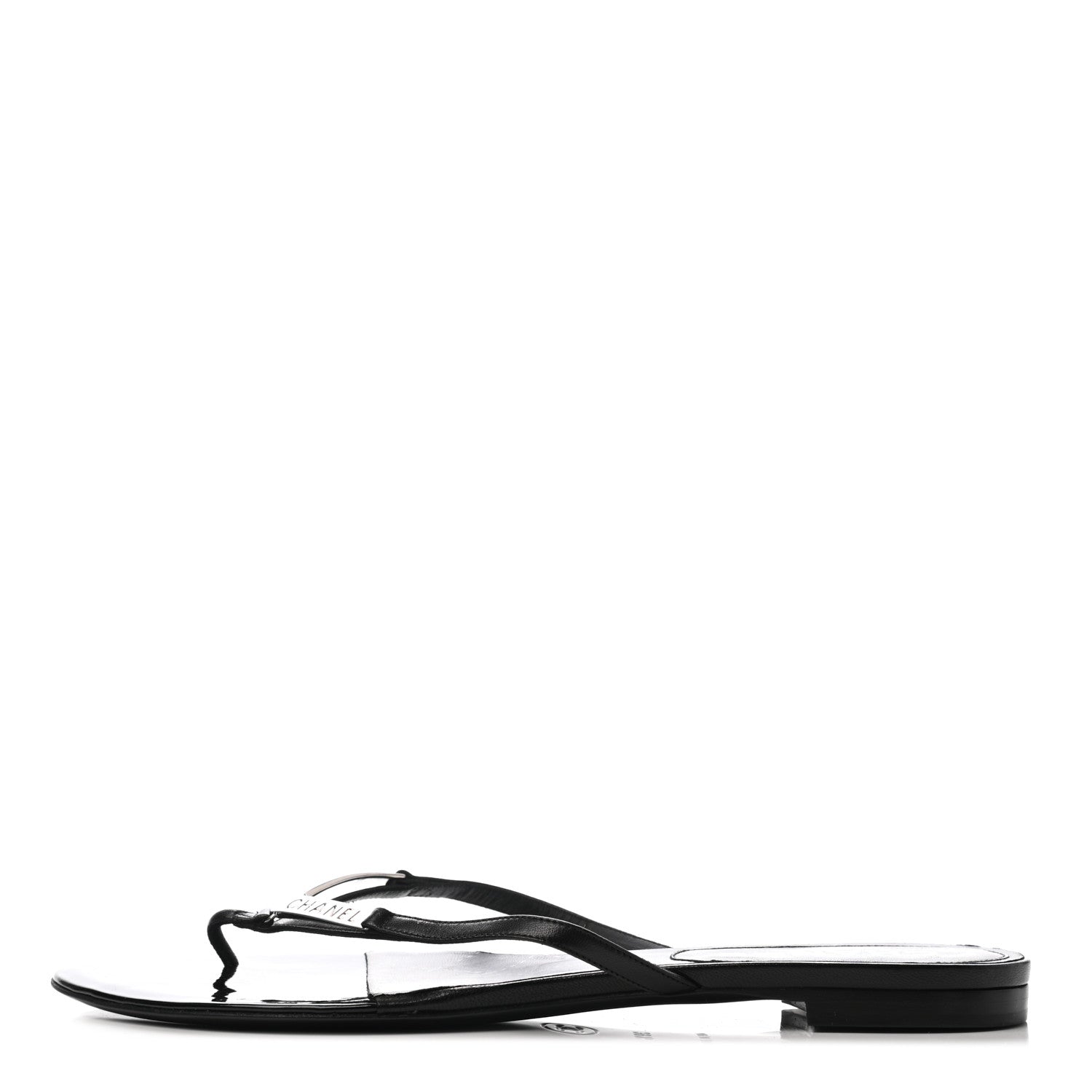 Chanel Lambskin Thong Sandals 39.5 Black 1 of 7