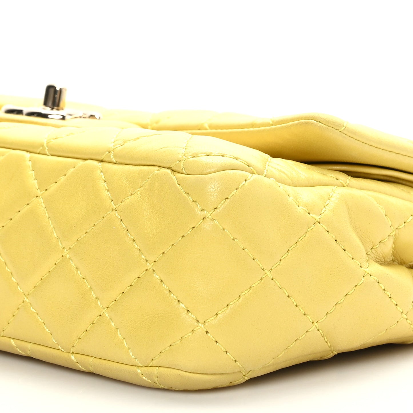 Lambskin Quilted Medium Double Flap Yellow