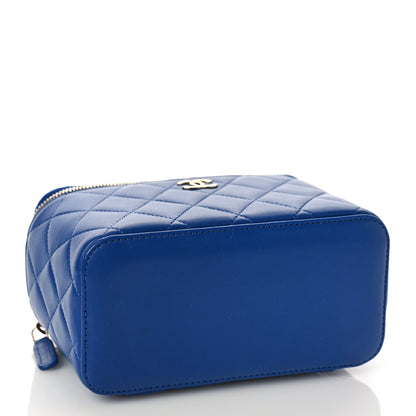 Chanel Lambskin Quilted Small Top Handle Vanity Case With Chain Blue 4 of 10