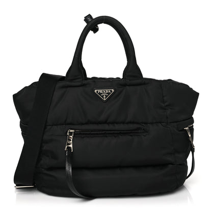 Prada Nylon Quilted Padded Triangle Logo Zip Tote Black 1 of 8