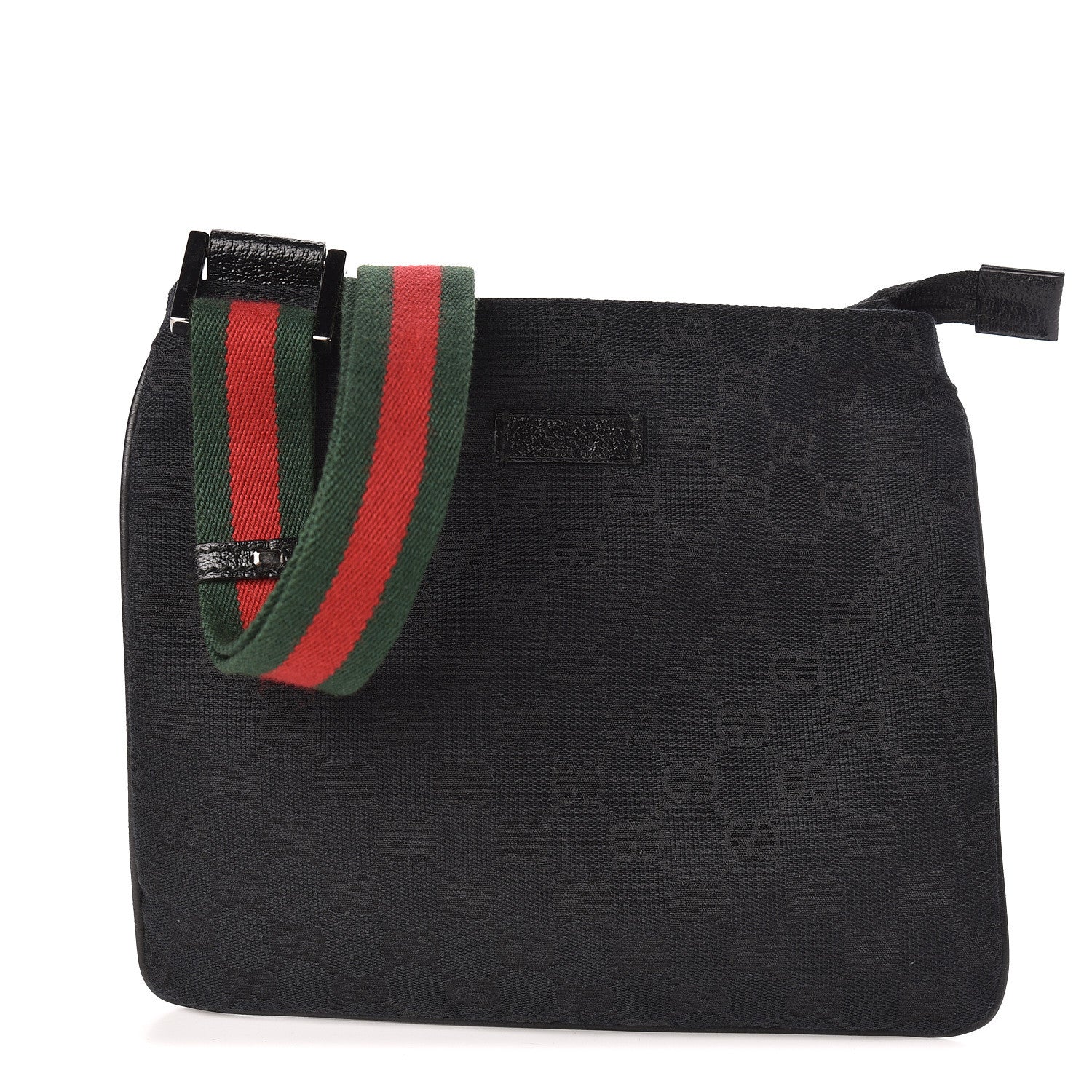 Gucci Monogram Web Small Flat Messenger Bag Black 1 of 11