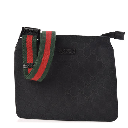 Gucci Monogram Web Small Flat Messenger Bag Black 1 of 11