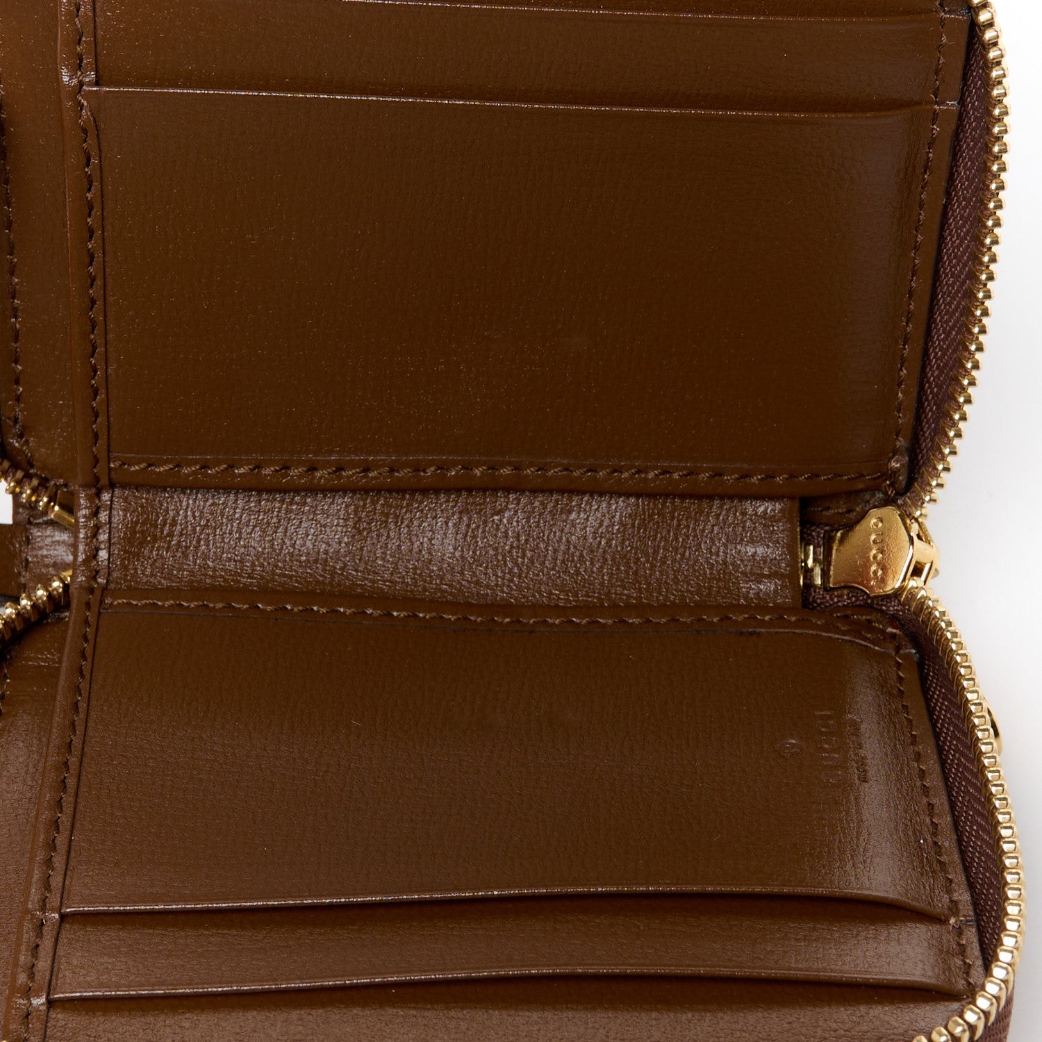 Gucci GG Supreme Monogram Azalea Calfskin Retro Interlocking G Compact Wallet Beige Ebony Brown Sugar 8 of 9