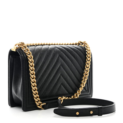 Chanel Caviar Chevron Quilted New Medium Boy Flap Black 3 of 10