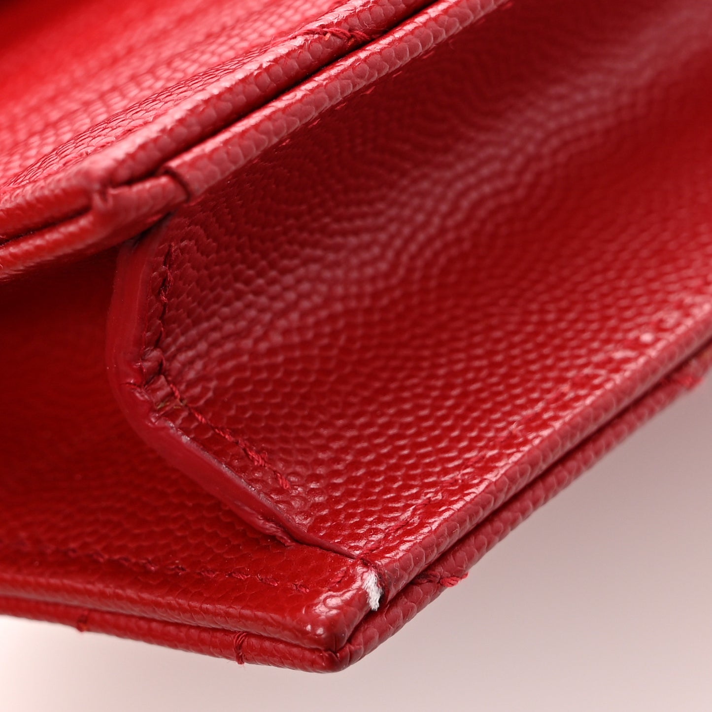 Grain De Poudre Matelasse Chevron Monogram Envelope Chain Wallet New Red