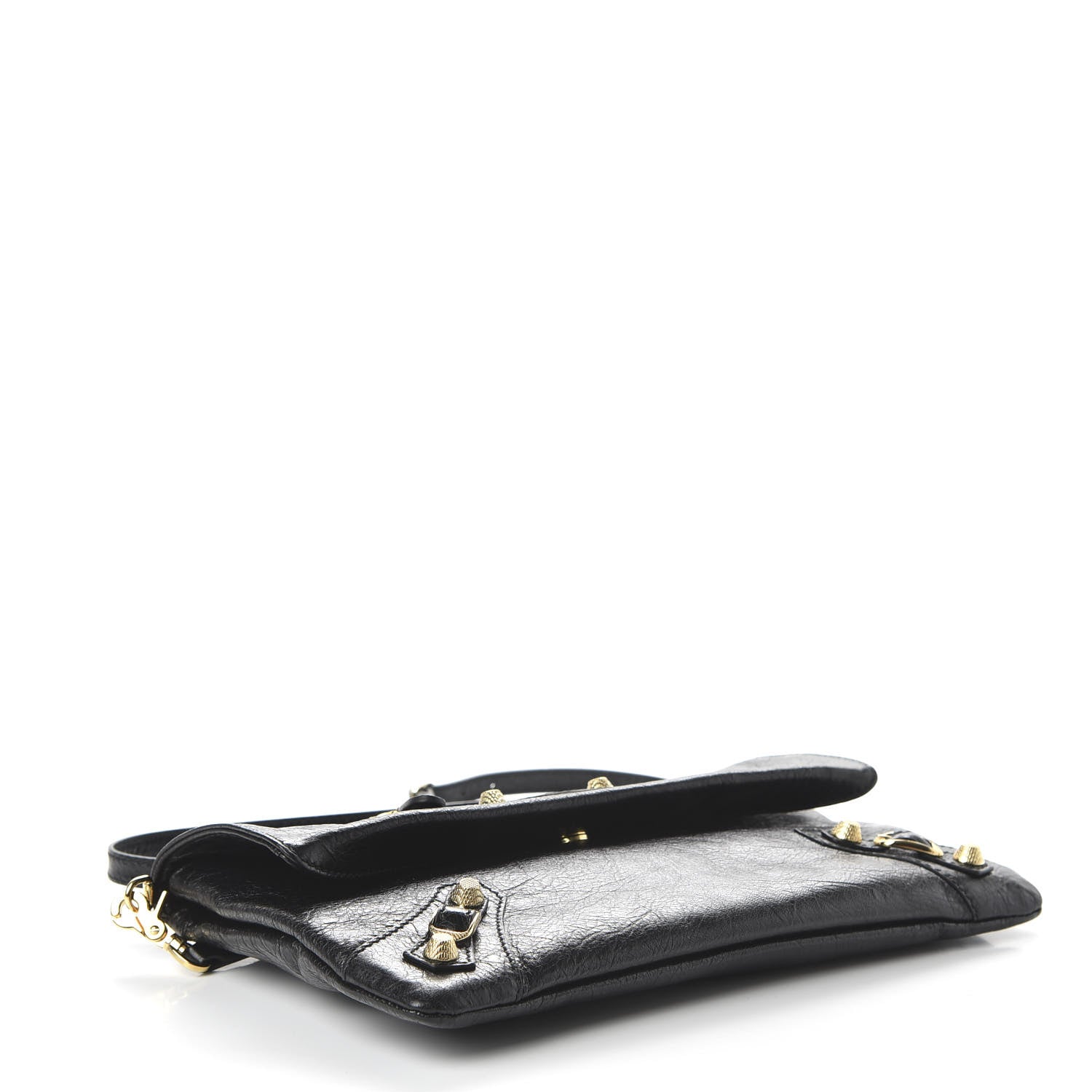 Balenciaga Agneau Giant 12 Gold Hardware Envelope Strap Clutch Black 4 of 10