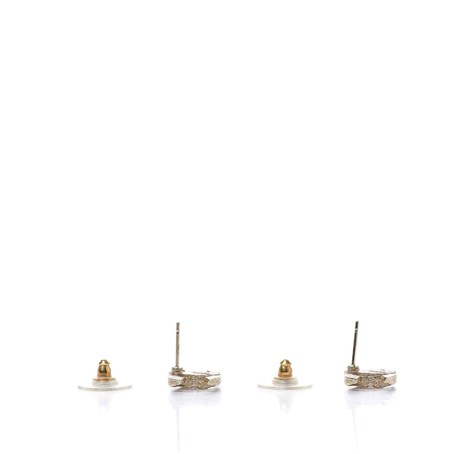 Chanel Crystal Textured CC Earrings Gold 4 of 5