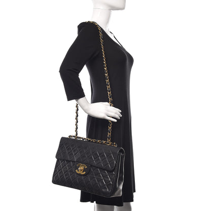 Chanel Lambskin Quilted XL Jumbo Single Flap Black 2 of 17