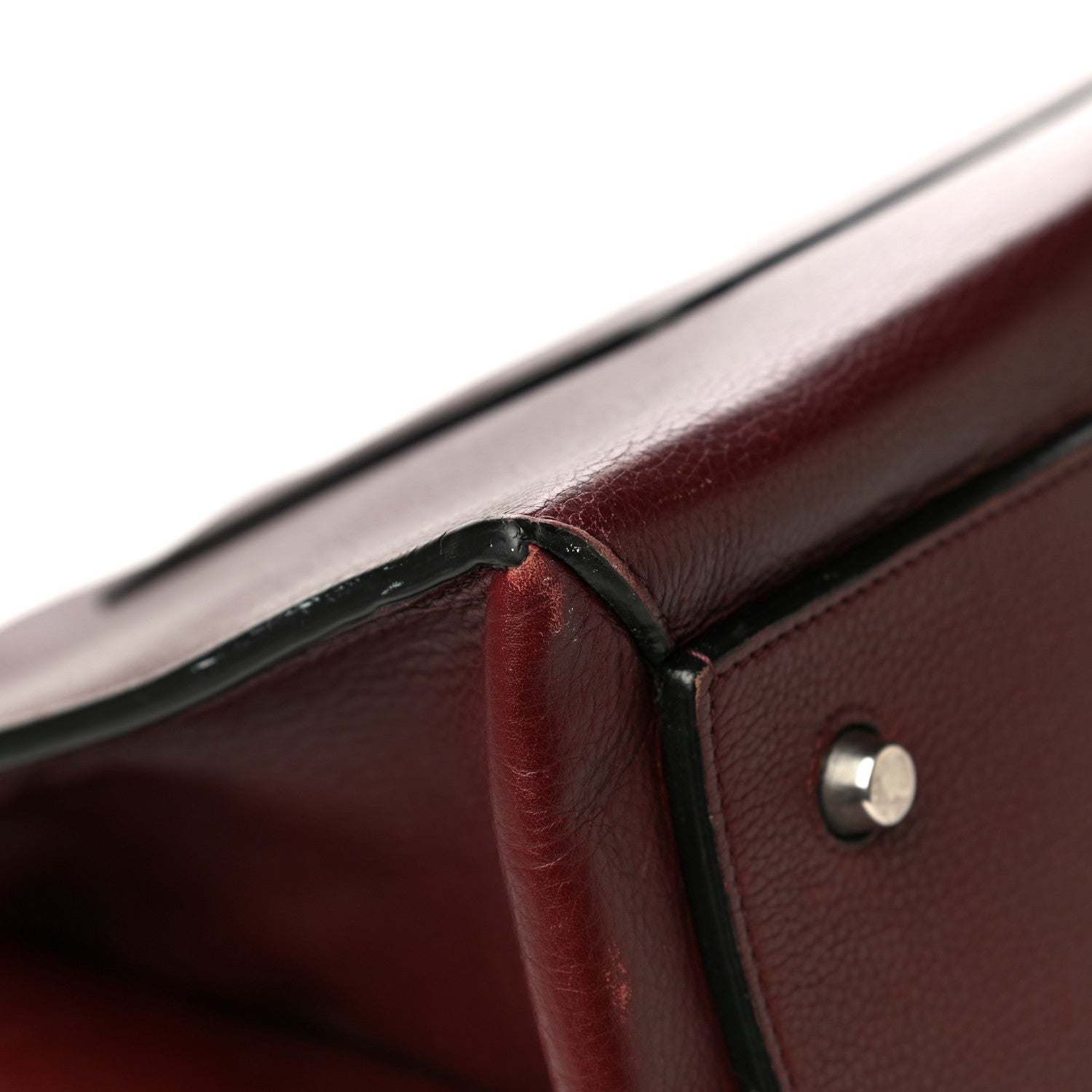 Celine Drummed Calfskin Large Edge Shoulder Bag Burgundy 30 of 32