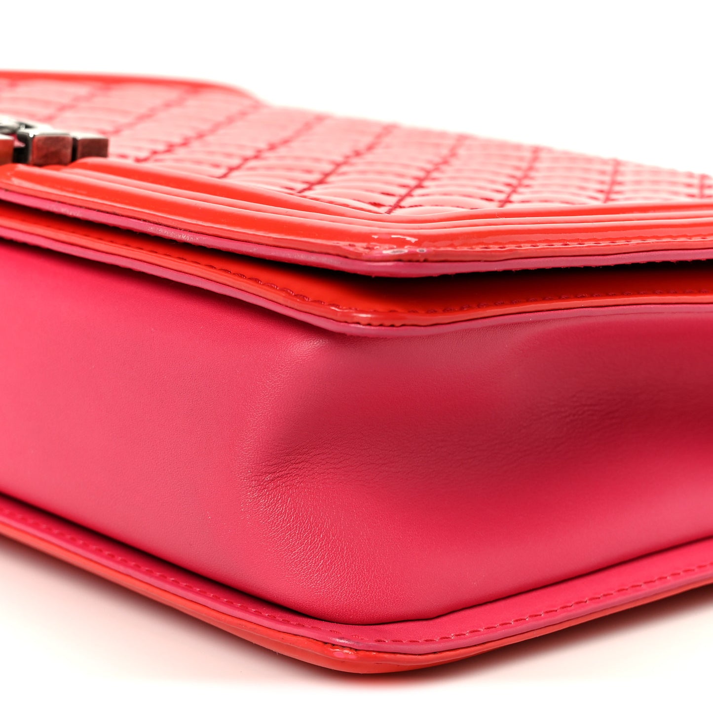 Patent Quilted Large Boy Flap Pink