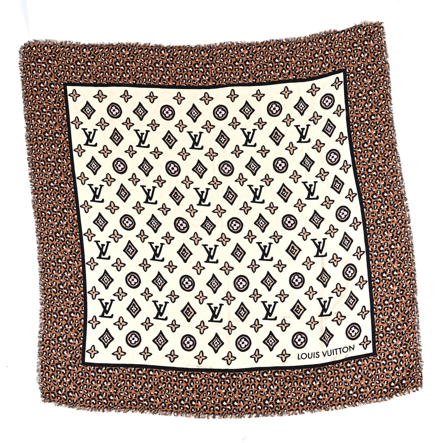 Silk Wool Wild At Heart Shawl Caramel Creme Black
