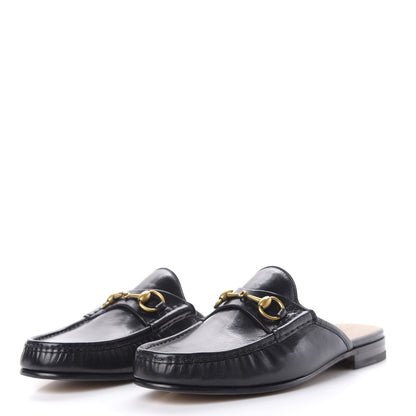 Gucci Goatskin Mens Horsebit Slippers 10.5 Black 3 of 10