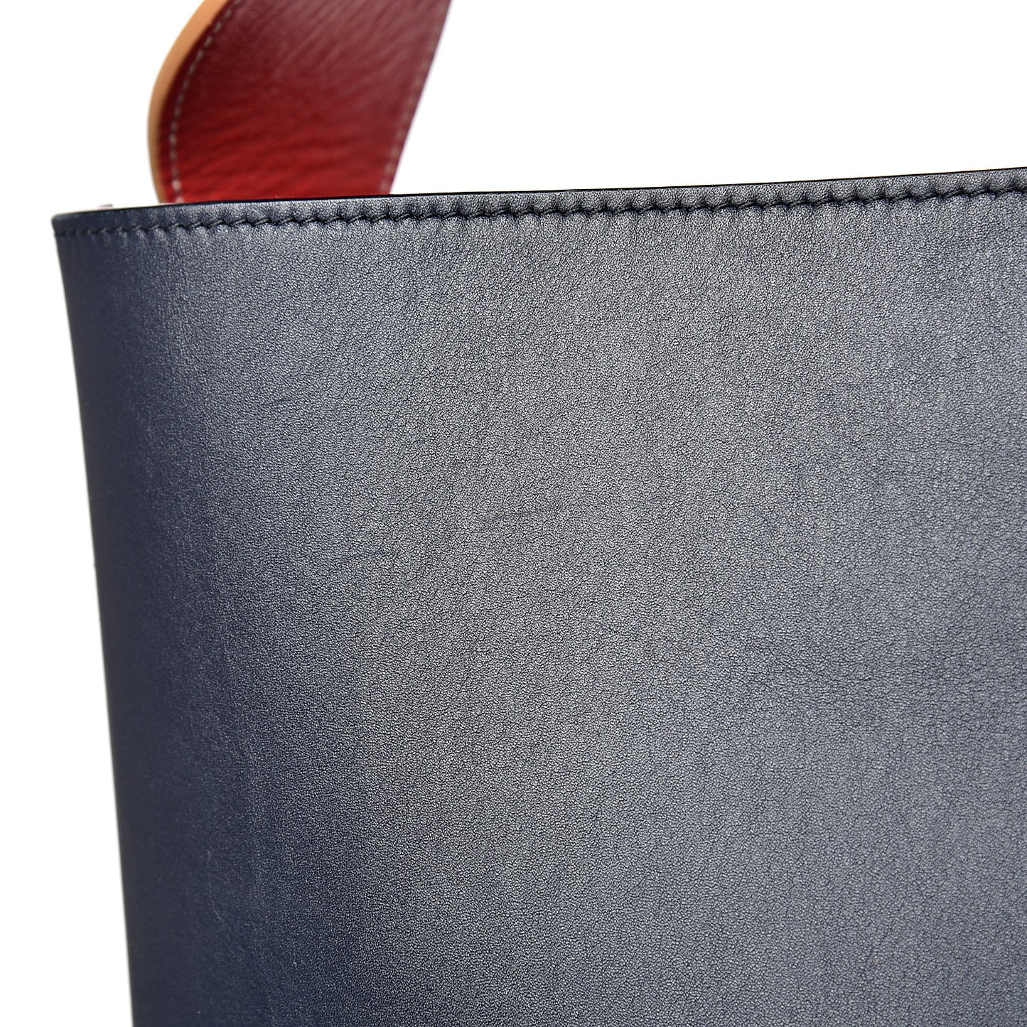 Shiny Smooth Calfskin Small Twisted Cabas Dark Ruby Navy
