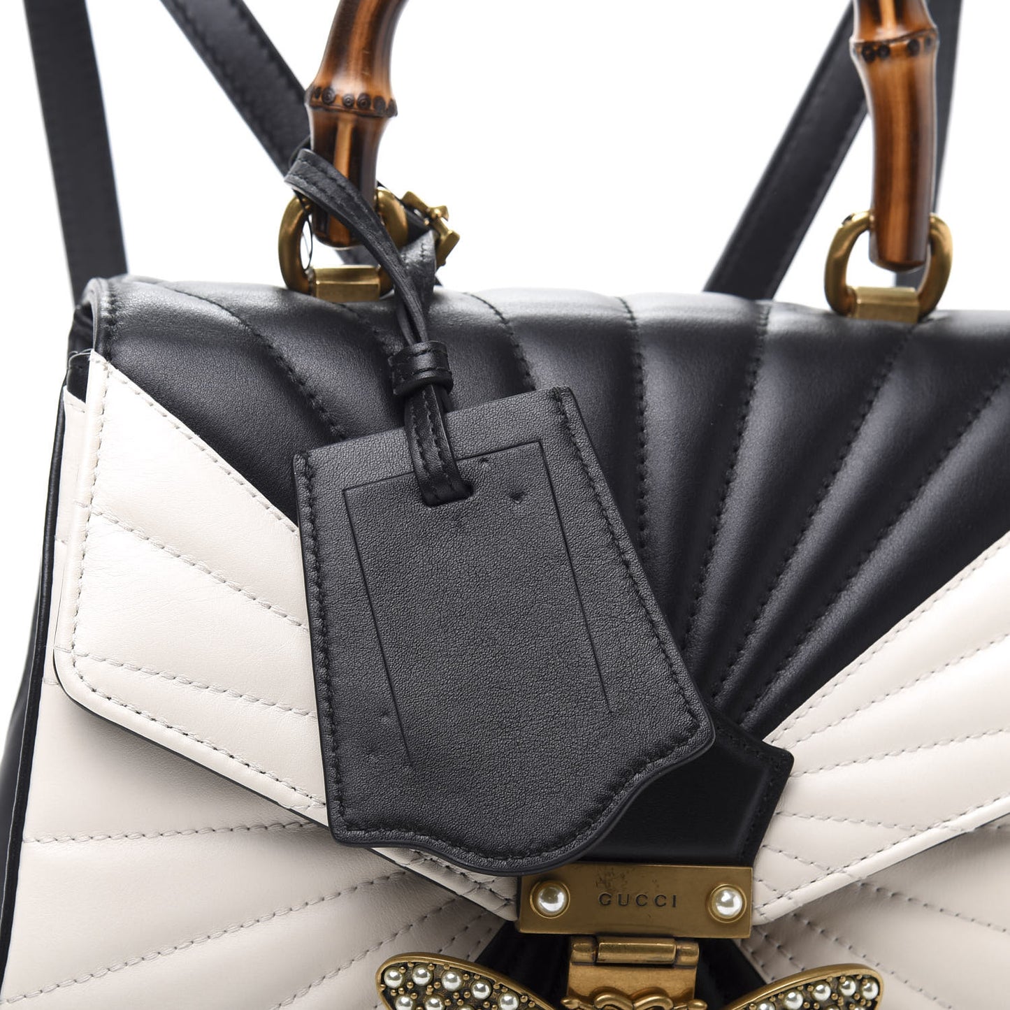Calfskin Bamboo Trapuntata Queen Margaret Backpack Mystic White Black
