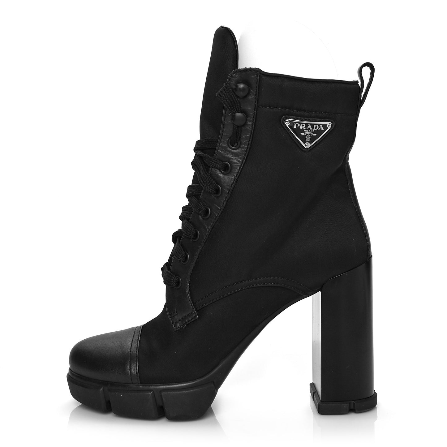 Spazzolato Re-Nylon Metal Triangle Logo 110mm Ankle Boots 37 Black