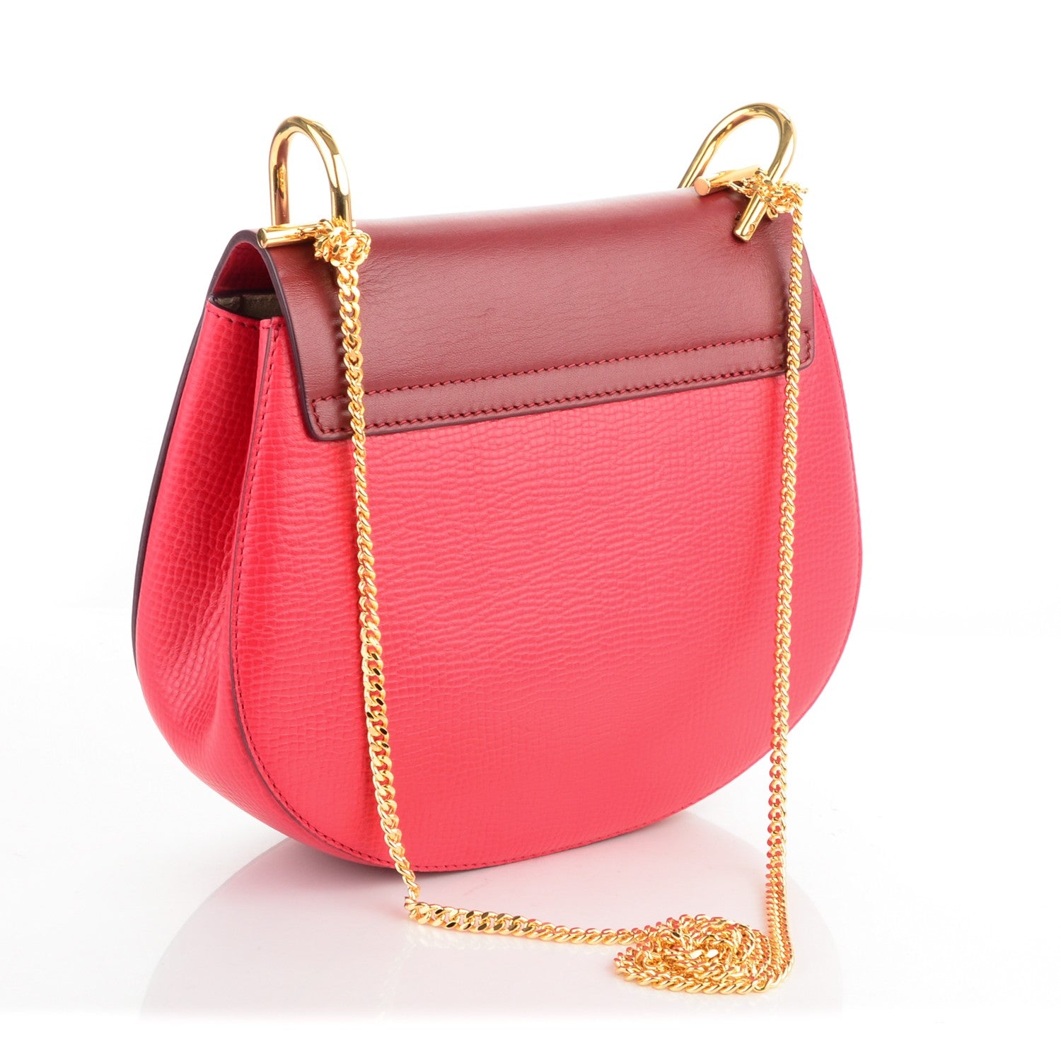 Chloe Grained Calfskin Lambskin Drew Shoulder Bag Tulip Red 3 of 7