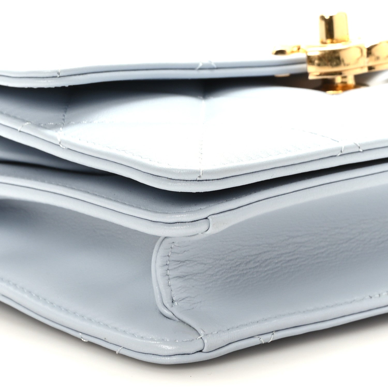 Chanel Shiny Calfskin Quilted Mini Threaded Top Handle Flap Gris 9 of 11