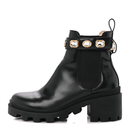 Gucci Calfskin Crystal GG Trip Chelsea Ankle Boots 38 Black 1 of 9