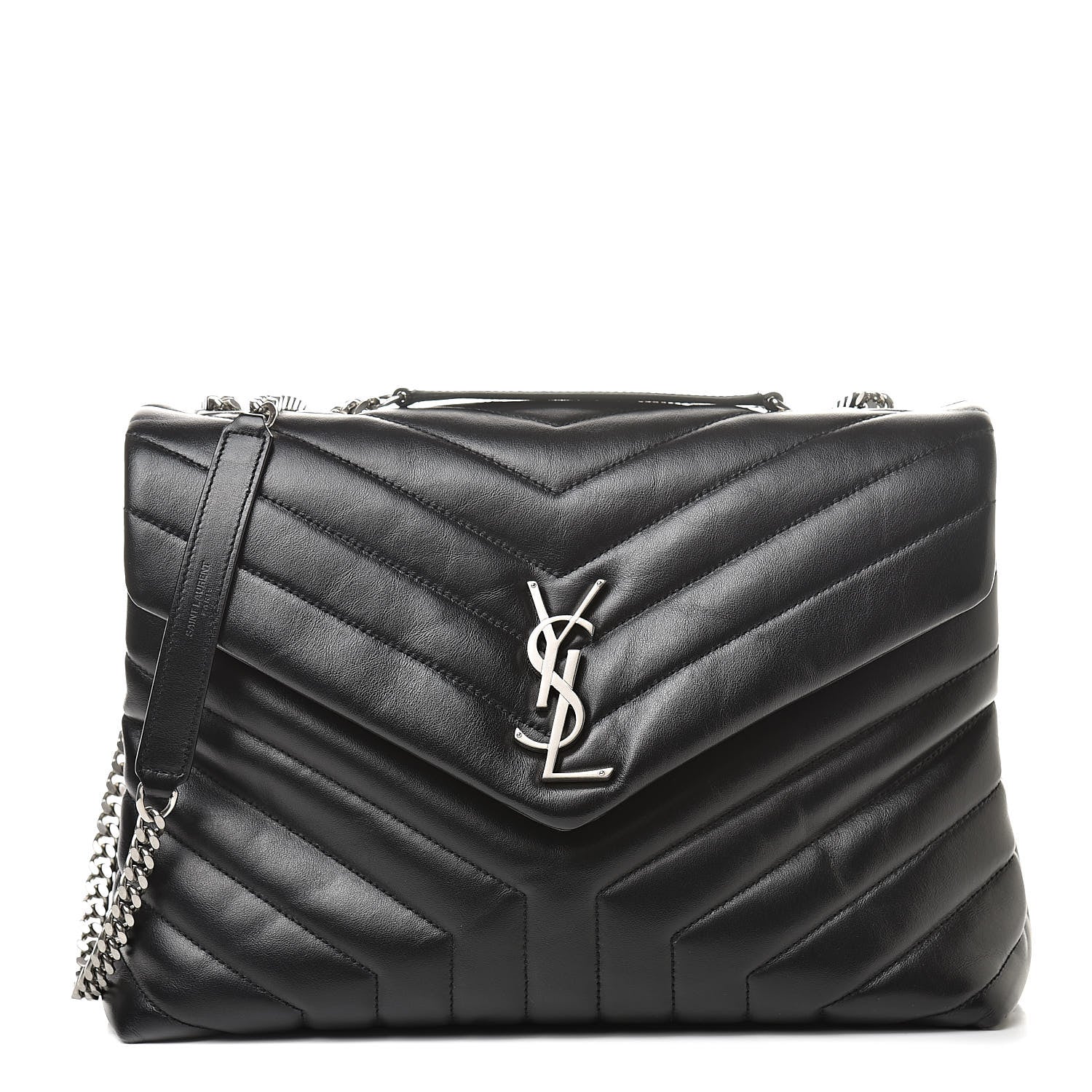 Saint Laurent Calfskin Y Quilted Monogram Medium Loulou Chain Satchel Black 1 of 12