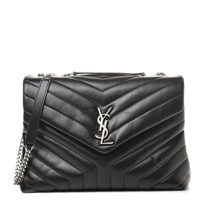 Saint Laurent Calfskin Y Quilted Monogram Medium Loulou Chain Satchel Black 1 of 12