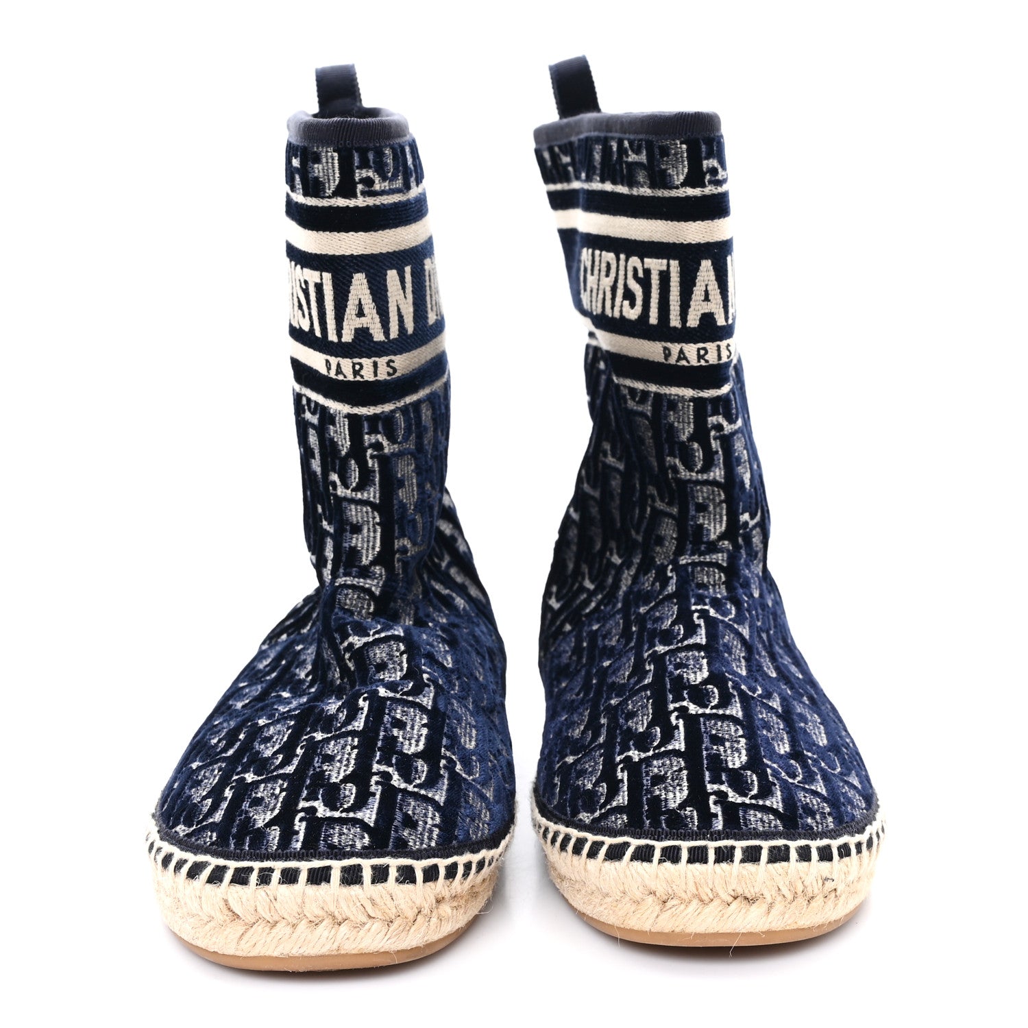 Christian Dior Velvet Oblique Granville Espadrille Boots 39.5 Deep Blue 3 of 9