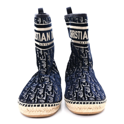 Christian Dior Velvet Oblique Granville Espadrille Boots 39.5 Deep Blue 3 of 9