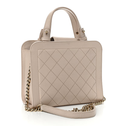 Chanel Grained Calfskin Stitched Small Label Click Shopper Tote Light Beige 3 of 12