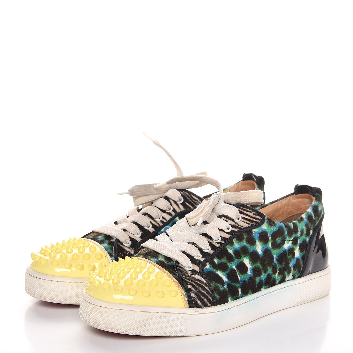 Christian Louboutin Calf Hair Leopard Print Louis Junior Spikes Flat Sneakers 38 3 of 13
