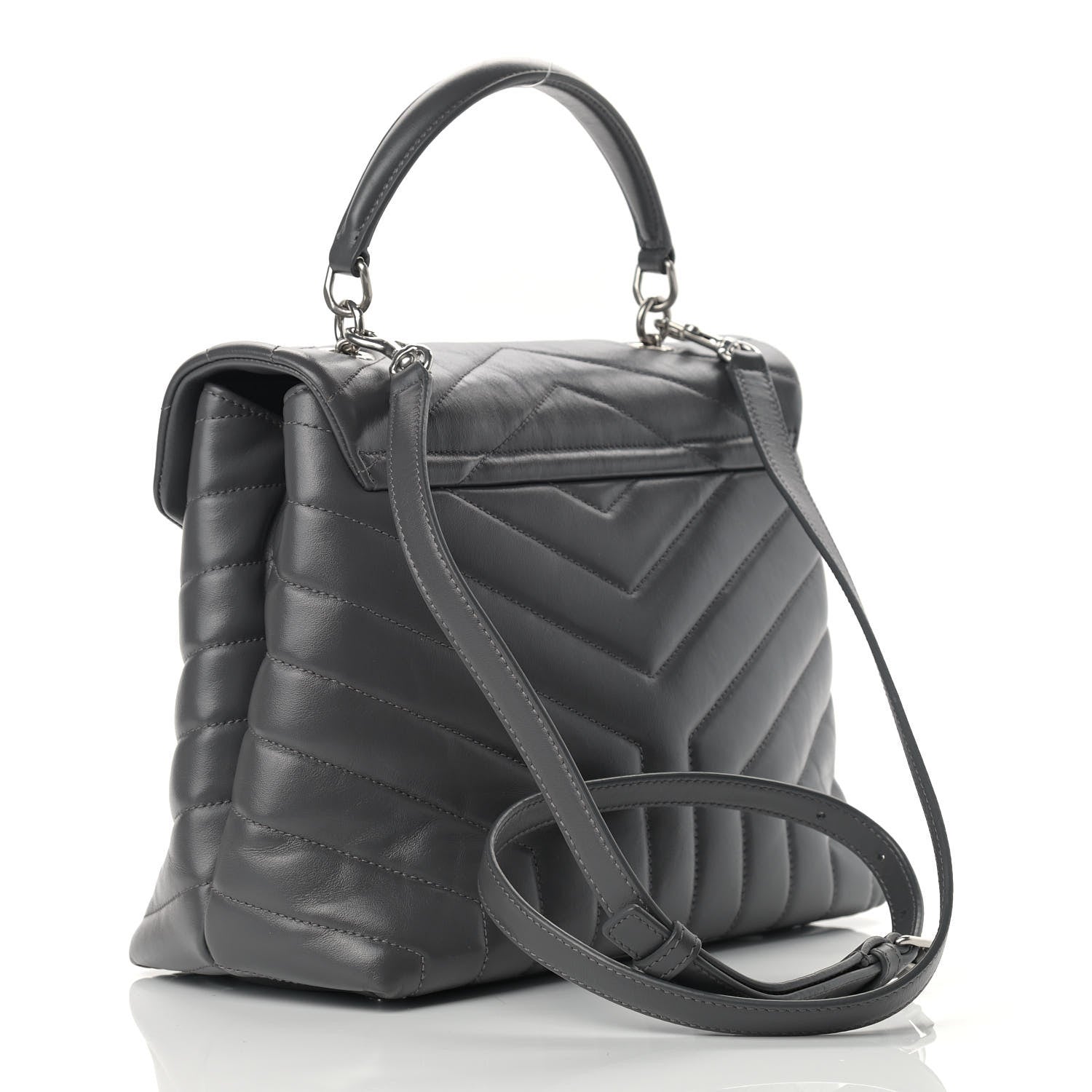 Saint Laurent Calfskin Y Quilted Monogram Medium Loulou Satchel Storm 2 of 9